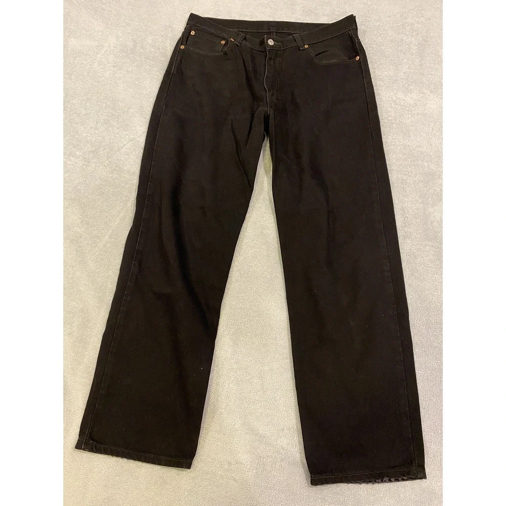 Mens Levi Jeans Black Denim Red Tab Distressed Mexico 36x32 550